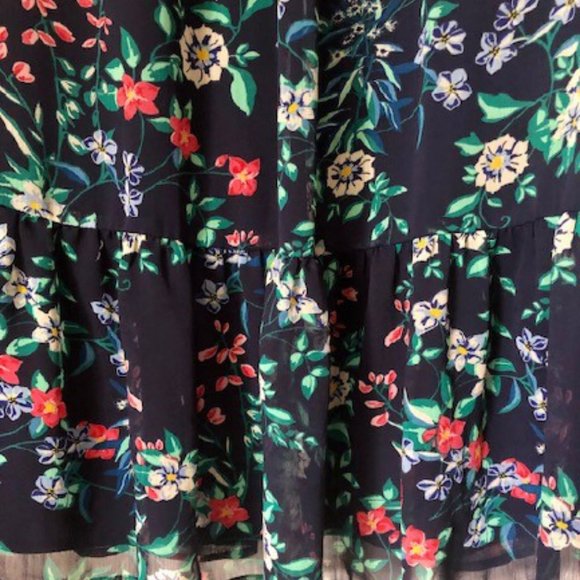 Rose & Olive Floral Flowy Sleeveless A-line Dress - Navy/Red/Green - M - Picture 6 of 12